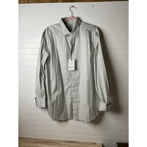 NWT Men's XL Robert Graham Button Up Shirt Paisley Gray White Chelmsford